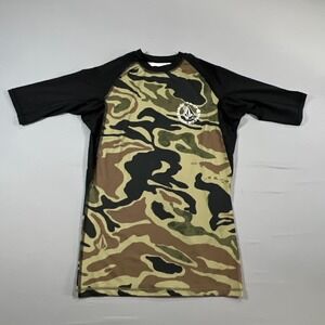 Volcom Rash Guard Swim Shirt Kids XL Multicolor Stretch Camo UPF 50+ Crew Neck
